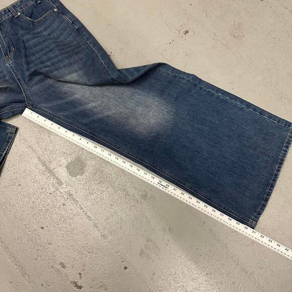 BLUE WIDE LEG BAGGY DENIM WAIST 34 FLAT - Picture 8 of 8